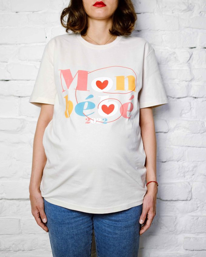 Ana wears oversized pregnancy t shirt from lfp collection