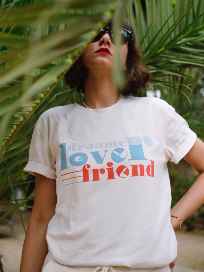 Ana Bacinger wears T-shirt dreamer.lover.friend from LFP collection