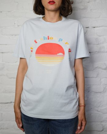 Ana in retro summer vintage baby blue t shirt from lfp collection