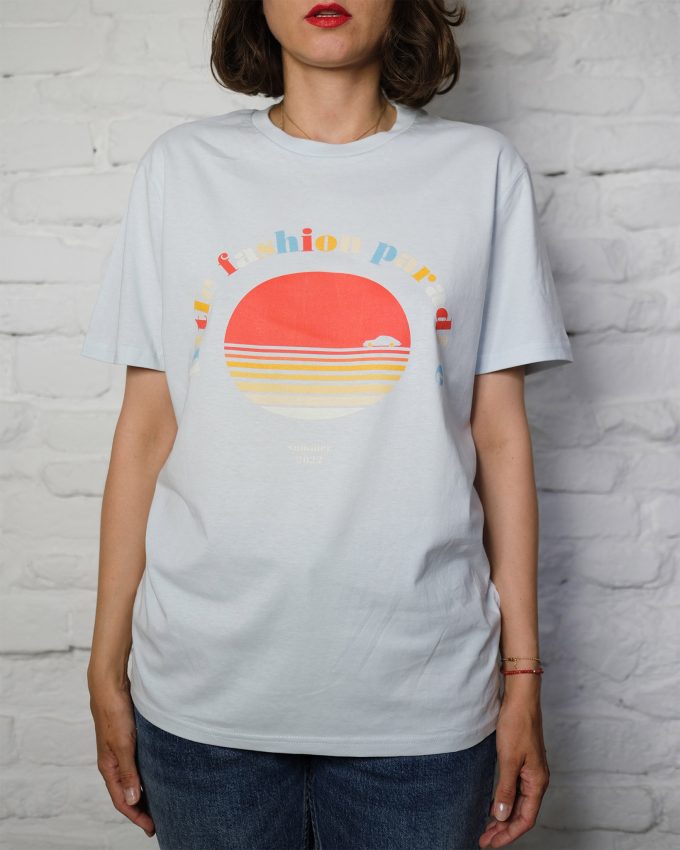 Ana in retro summer vintage baby blue t shirt from lfp collection
